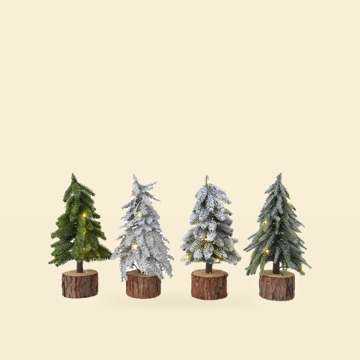Choinka mini na pieńku różne rodzaje 12x28 cm