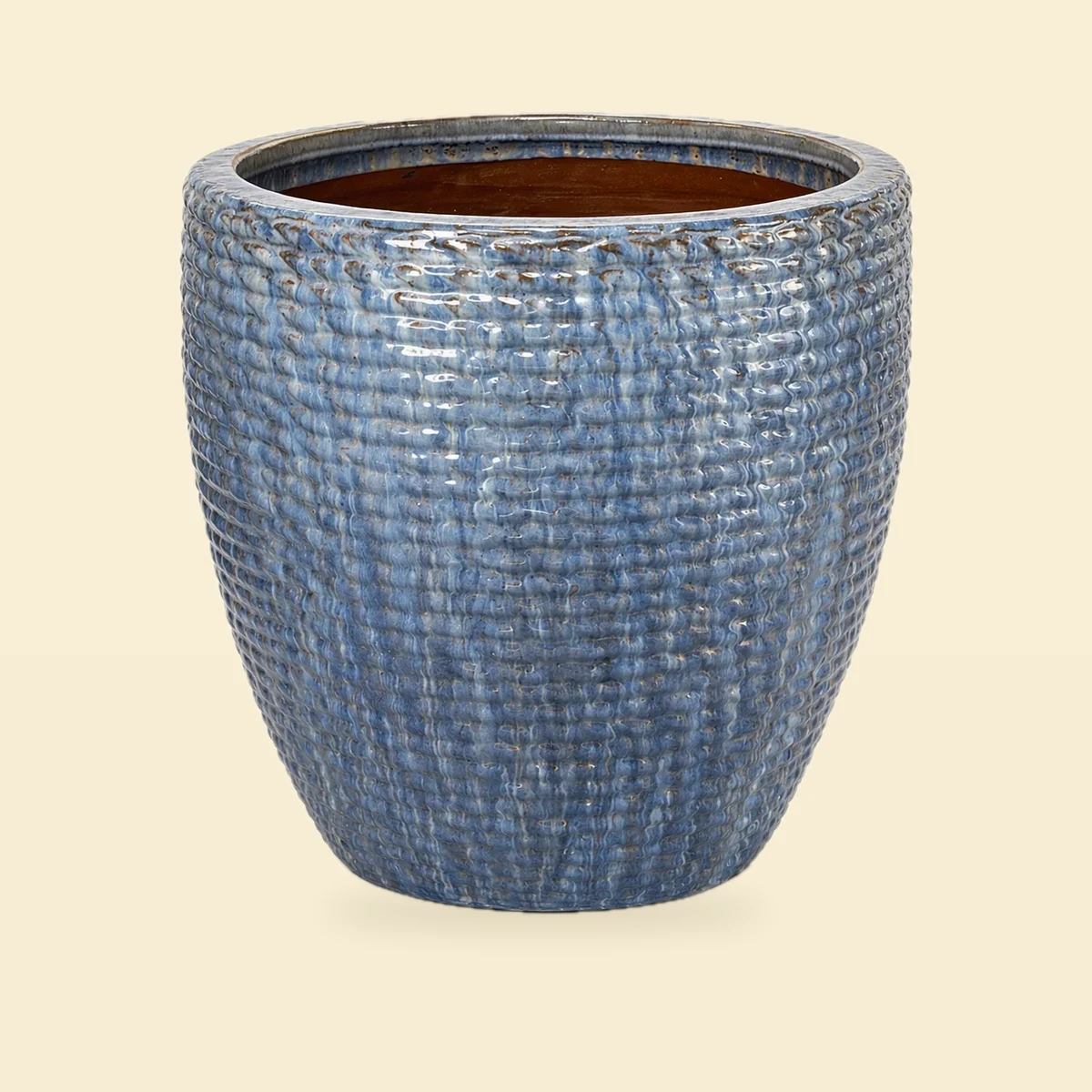 Duża osłonka ceramiczna 55x58 cm niebieska – szkliwiona, dekoracyjna, z fakturą