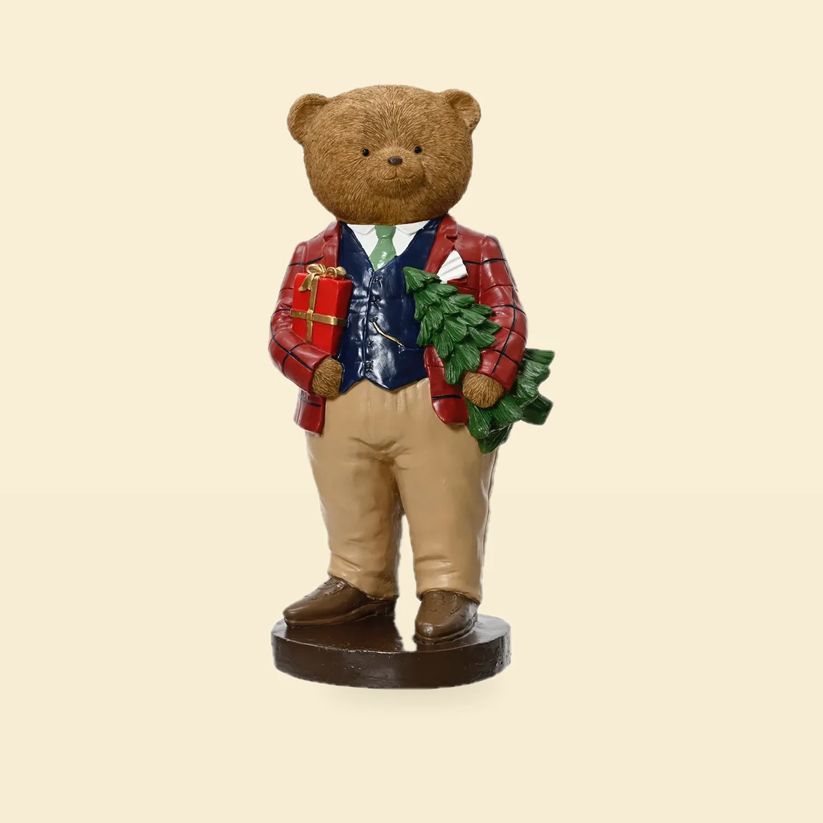 Figurka miś z choinką z prezentem 34,5 cm Figurka miś z choinką z prezentem 34,5 cm