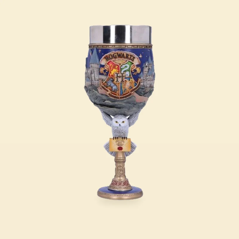 Kielich Hogwart zamek i herb, Hedwiga na nóżce – Harry Potter 19,5 cm