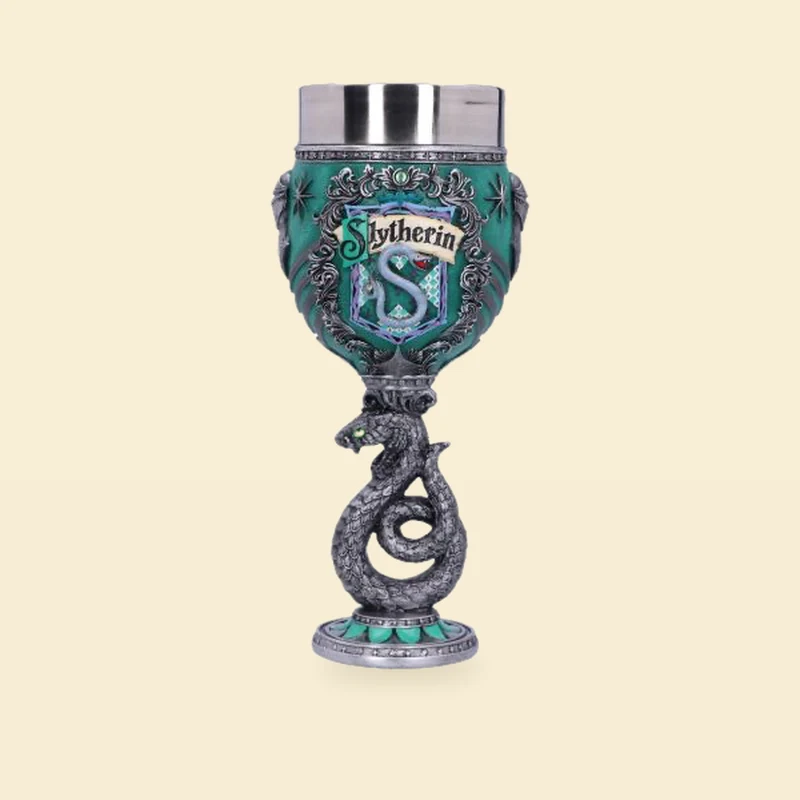 Kielich Slytherin z nóżką wężem metalowy zielony – Harry Potter 19,5 cm