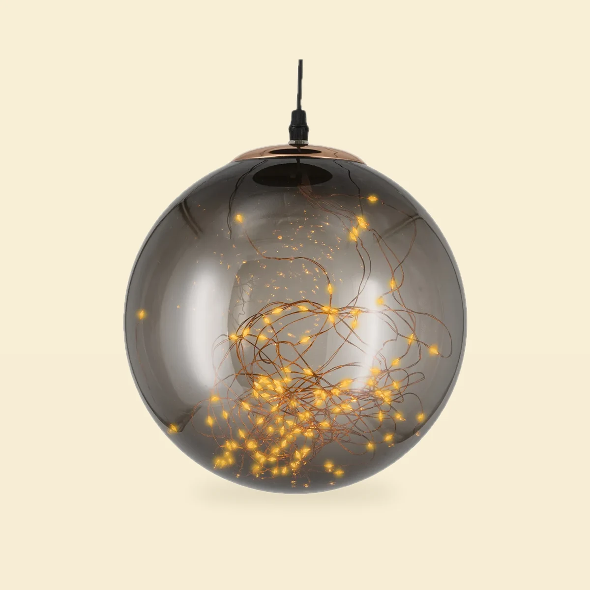 Kula LED bombka wisząca czarna dymiona 25 cm Kula LED bombka wisząca czarna dymiona 25 cm