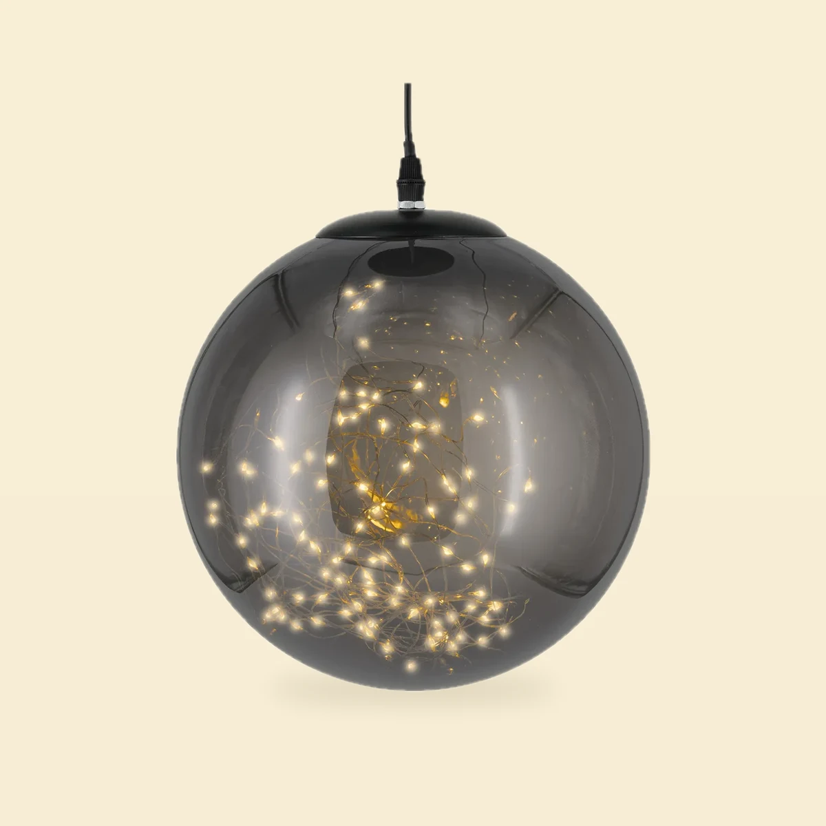 Kula LED wisząca bombka czarna dymiona 25 cm Kula LED wisząca bombka czarna dymiona 25 cm
