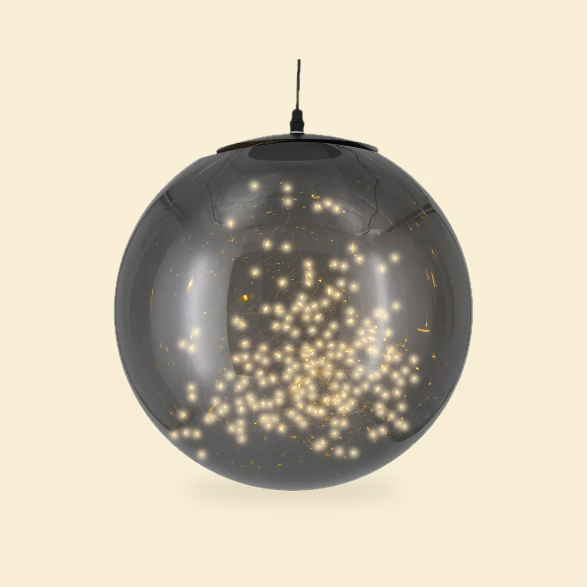 Kula LED wisząca, bombka czarna dymiona 35 cm