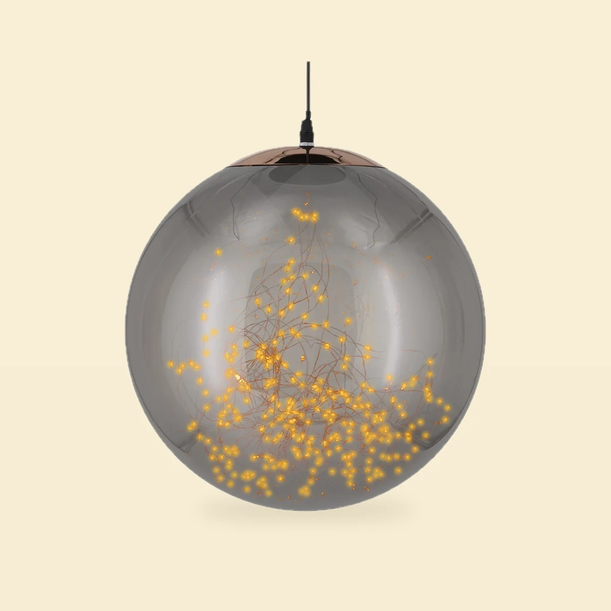 Kula LED wisząca czarna dymiona 35 cm Kula LED wisząca czarna dymiona 35 cm