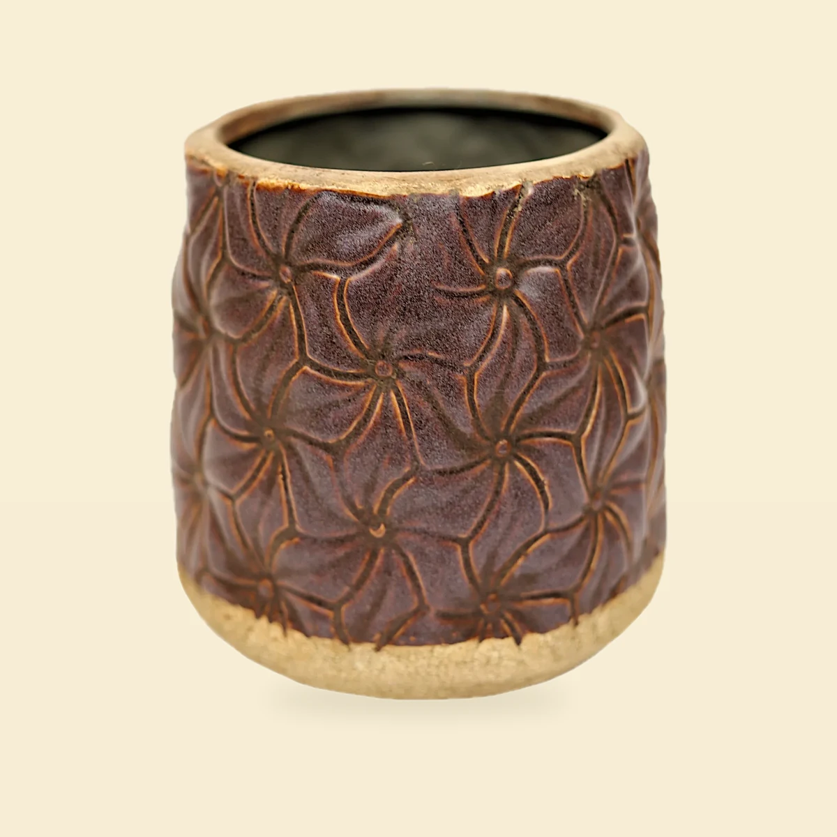 Osłonka Ceramiczna 15,5x18 cm Brązowa Z Wzorem