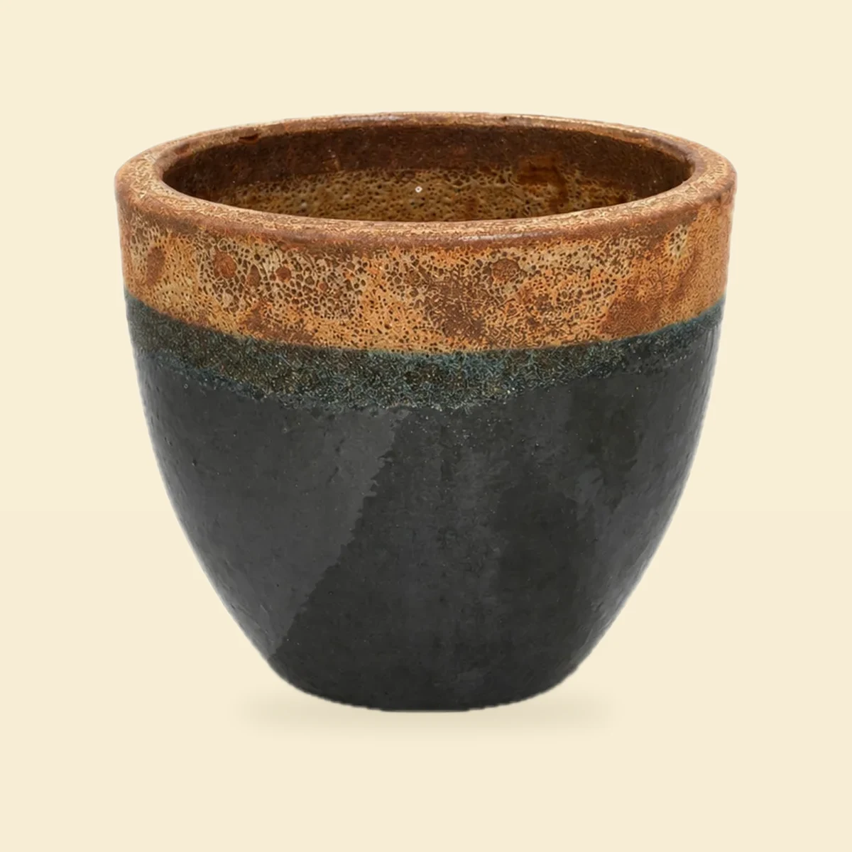 Osłonka ceramiczna 30x26 cm zielono-rdzawa przecierana