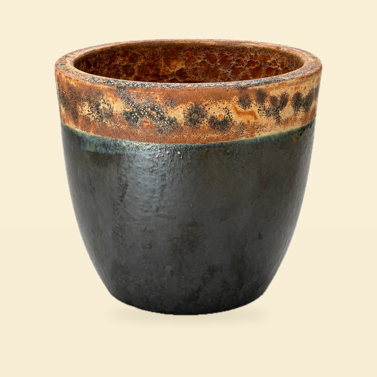 Osłonka ceramiczna 47x39 cm zielono-rdzawa przecierana