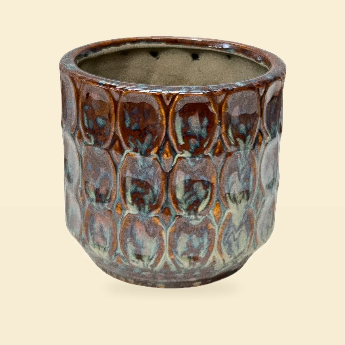 Osłonka ceramiczna "Viva" cylinder 14x13,5 cm brązowa