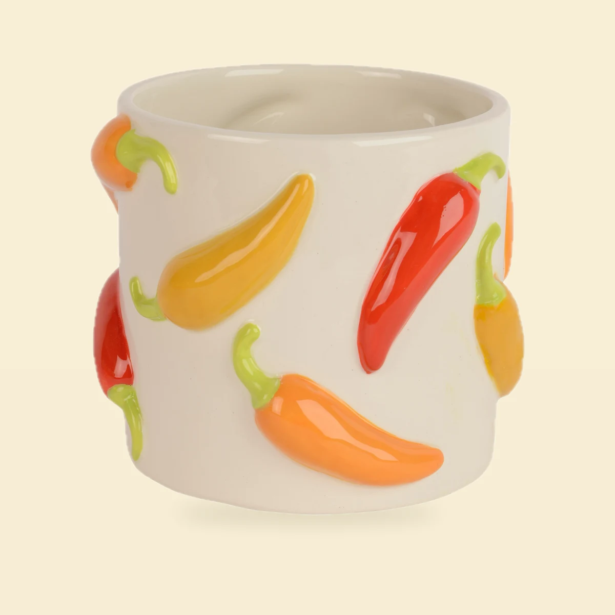Osłonka ceramiczna w papryczki 14,5×13 cm biała