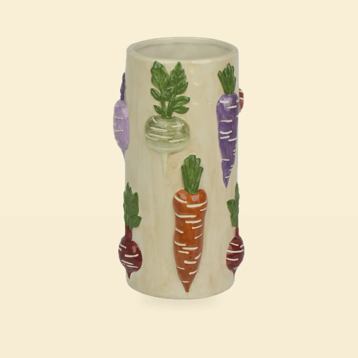 Wazon ceramiczny w warzywa 11×22 cm beżowy