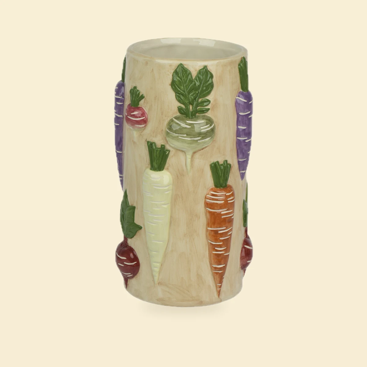 Wazon ceramiczny w warzywa 13,5×26 cm beżowy