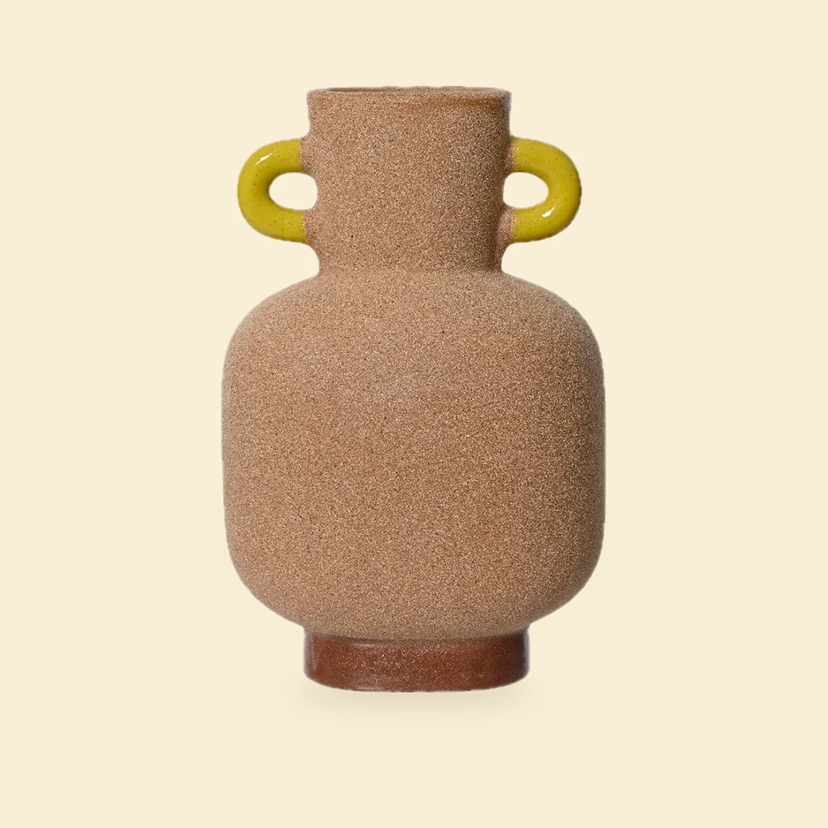 Wazon z dwoma uszami żółtymi ceramiczny 15x10x23 cm