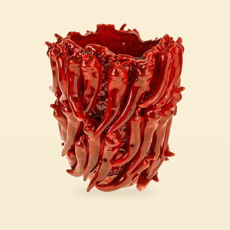 Wazon z papryczkami "Chili" 28x27x30 cm czerwony