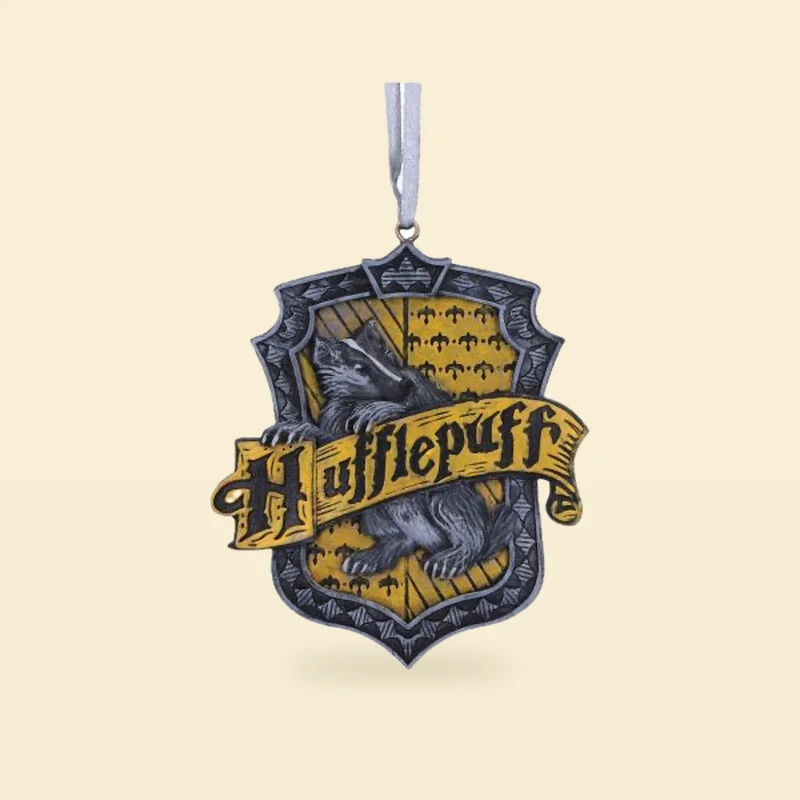 Zawieszka herb Hufflepuff szaro-żółty – Harry Potter 8 cm