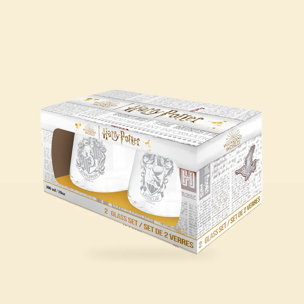 Zestaw szklanek 2 szt. – Ravenclaw & Hufflepuff – Harry Potter 300 ml