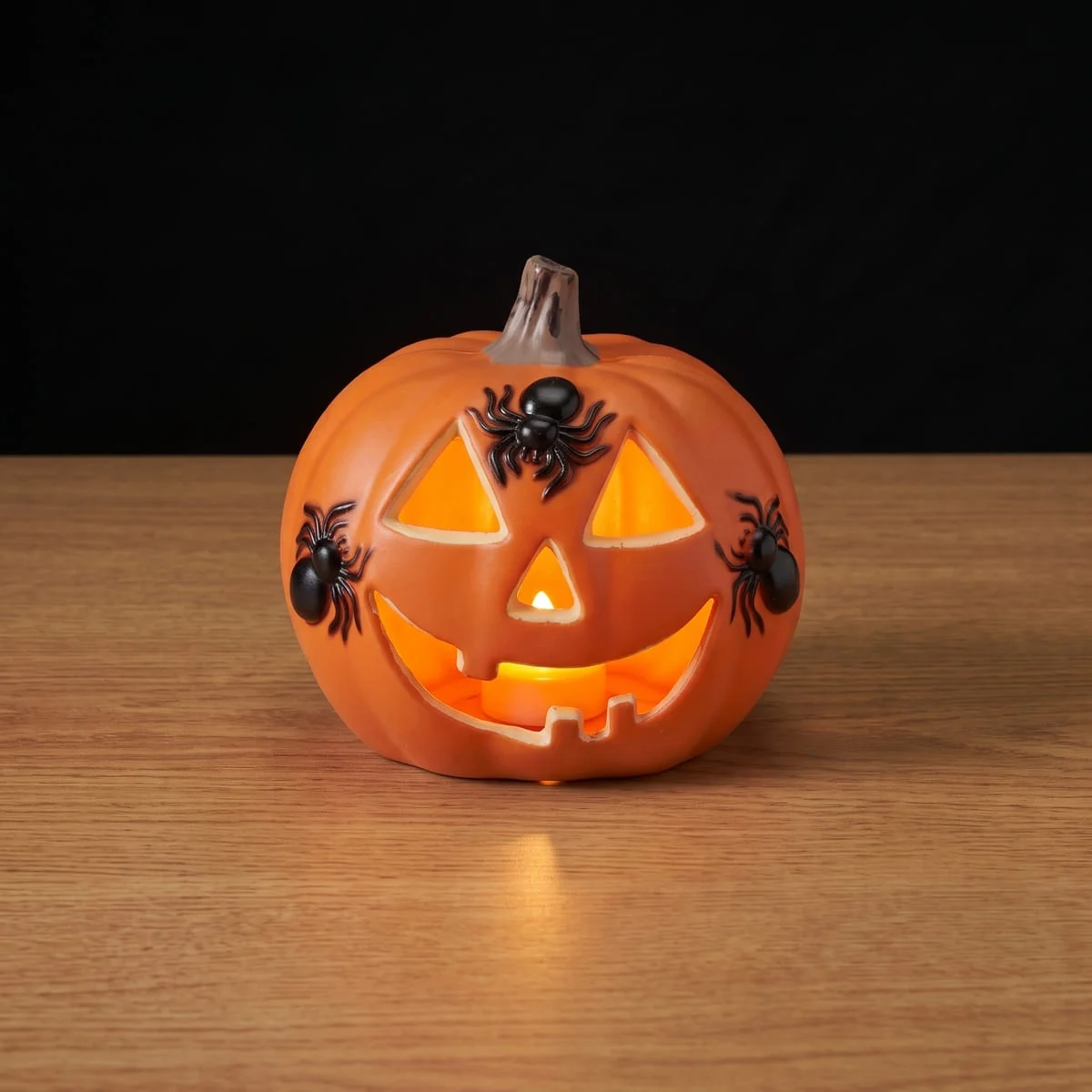 Dynia w pająkach LED pomarańczowa – Halloween