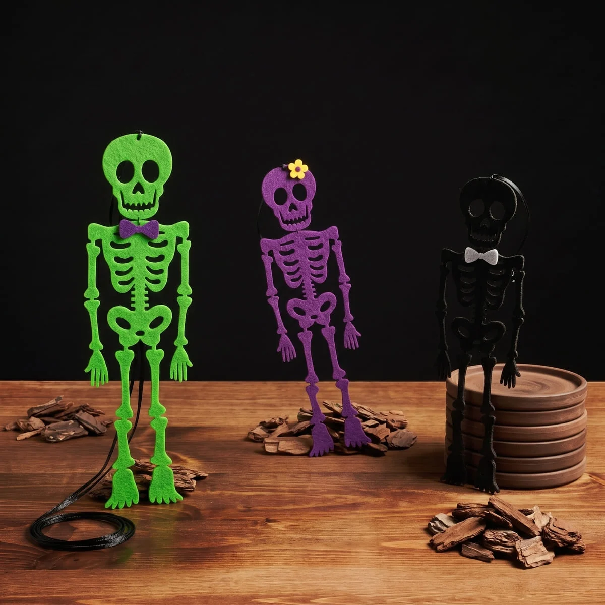 Kościotrup wiszący filcowy mix kolorów – Halloween