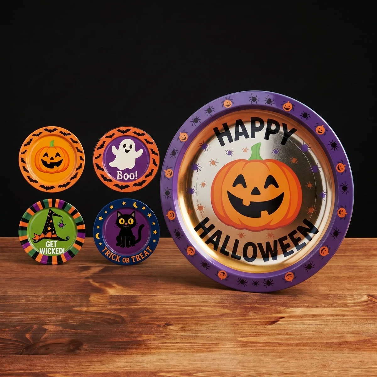 Talerz mix dynia, duszek, kot, kapelusz – Halloween