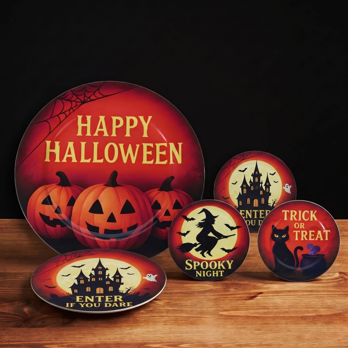 Talerz mix dynie, wiedźma, duszki, kot – Halloween Talerz mix dynie, wiedźma, duszki, kot – Halloween
